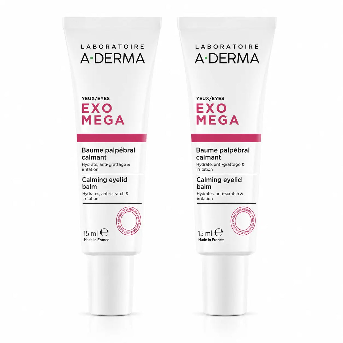A-Derma Exomega Baume apaisant pour les paupières, 15 ml, paquet de 2