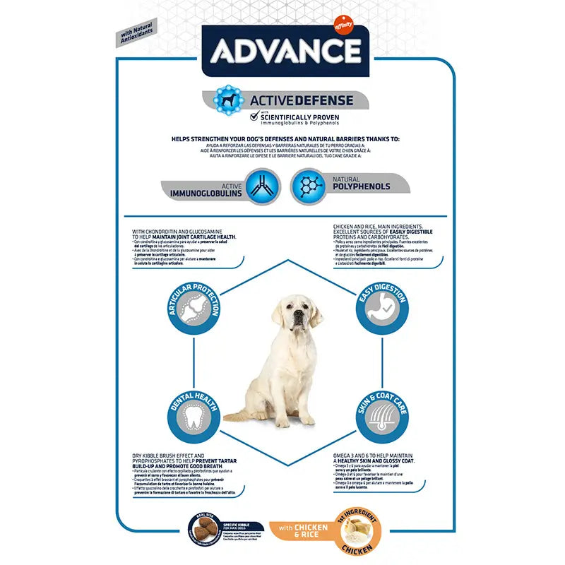 Advance Canine Adult Maxi Chicken Rice 14kg, nourriture pour chiens