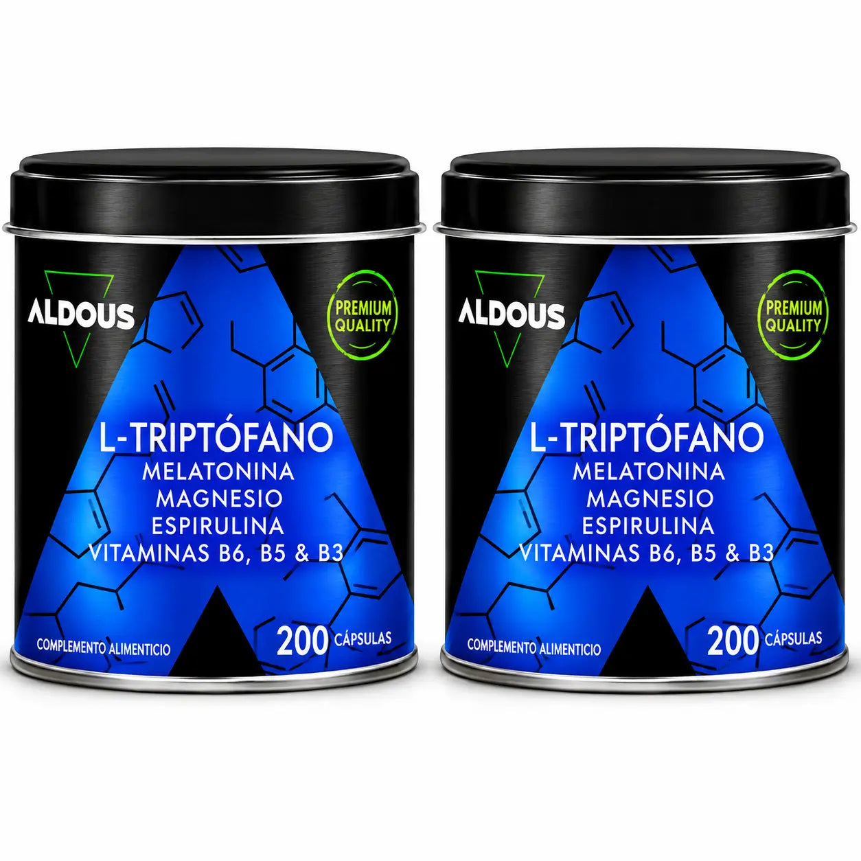 Aldous Labs L-Tryptophane Premium Mélatonine 1,78 Mg Magnésium, 200 gélules végétales, pack 2
