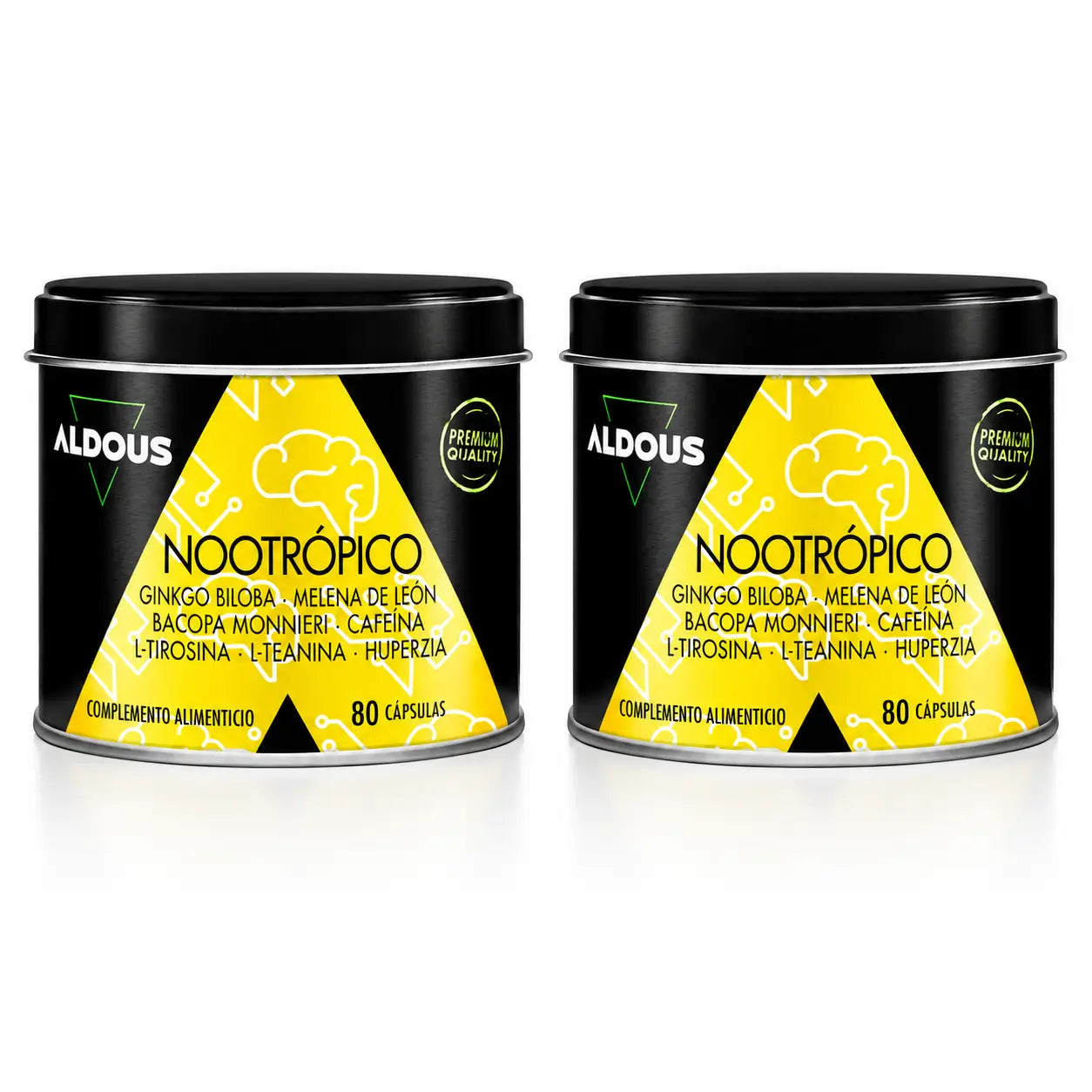 Aldous Labs Nootropic With Ginkgo Biloba, Lion's Mane, Caffeine, Bacopa, Tyrosine, Theanine And Huperzine A , pack 2