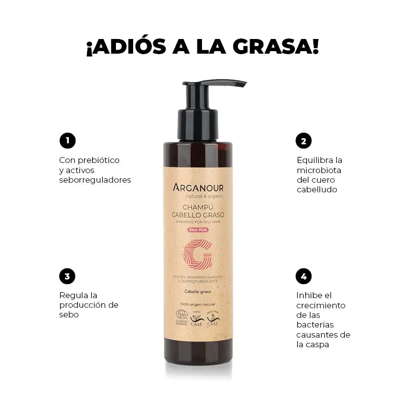 Arganour Shampooing capillaire Cheveux gras Sans sulfate, 200 Ml