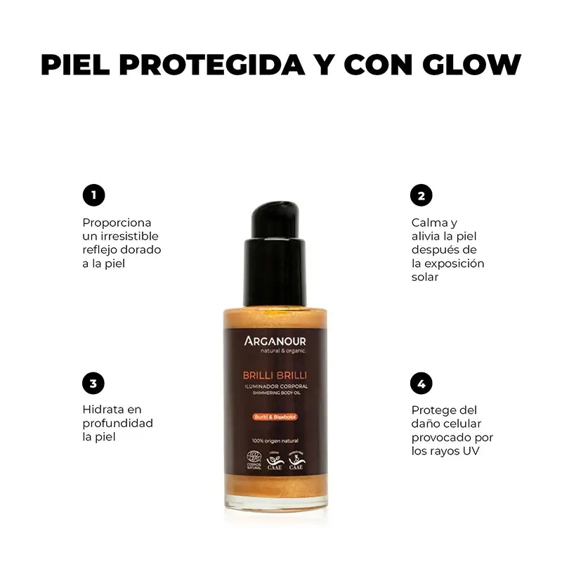 Arganour Body Brilli Brilli - Eclaircissant naturel pour le corps, 100 Ml