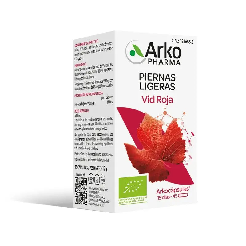 Arkopharma Arkopcápsulas Vigne Rouge Bio, 45 gélules