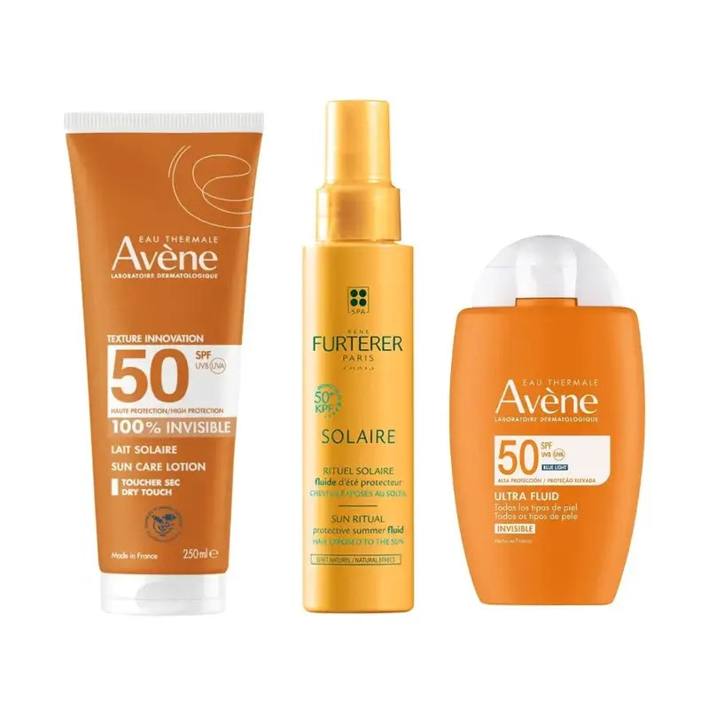 Avène Ultra Invisible Fluid Spf50 50 Ml + Invisible Milk Spf 50 250 Ml + Protective Sunscreen Fluid Kpf 50⁺ 100 Ml