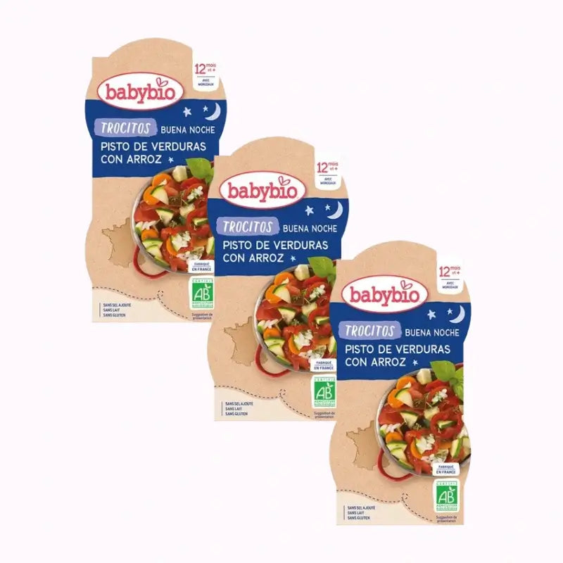 Babybio Good Night Carrot Tomato & Polenta Chunks, Pack 3 x 2X200 grams