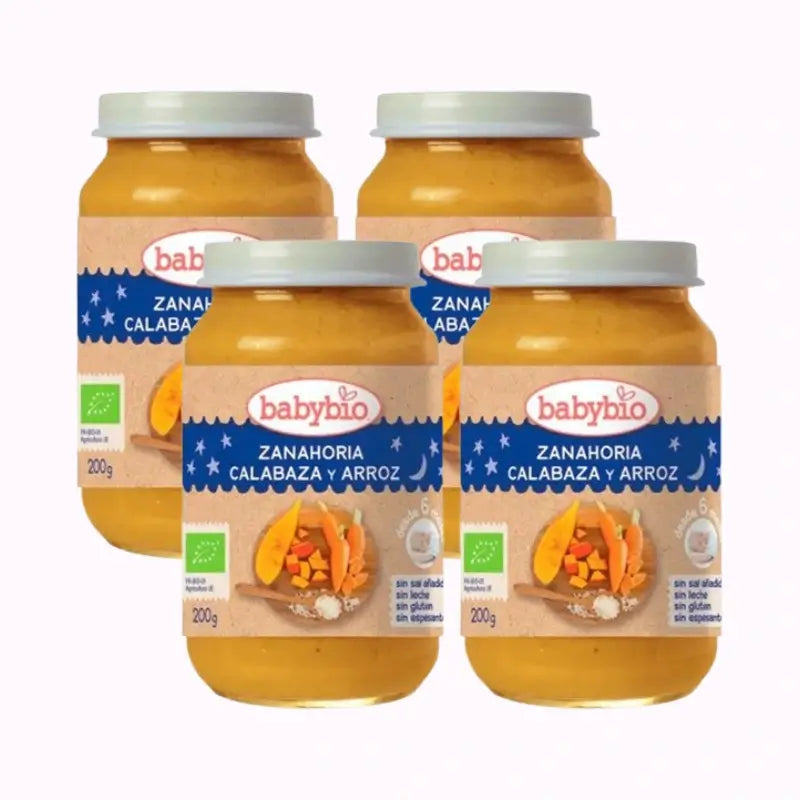 Babybio Goodnight Carrot-Squash-Rice, Pack 4 x 200 grams