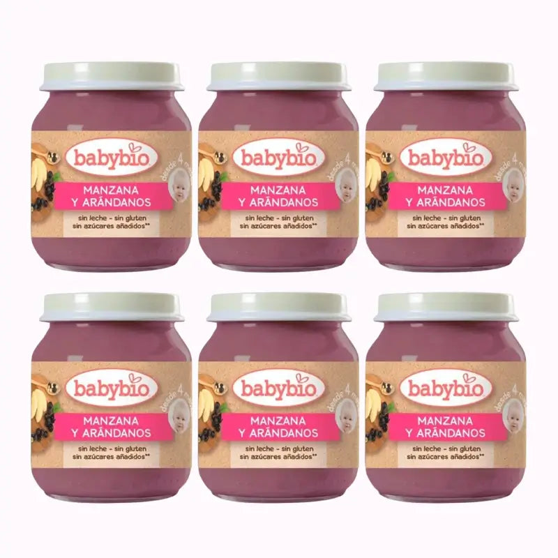 Babybio Apple Blueberries, Pack 6 x Blueberries, 130g