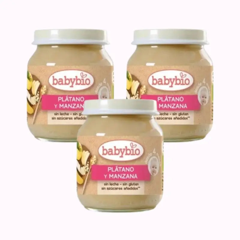 Babybio Apple Banana, Pack 3 x 130 g