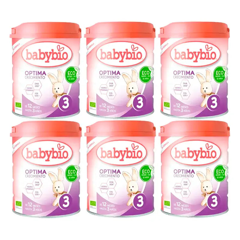 Babybio Optima 3 Cow's Milk 12-36 Months, Pack 6 x 800 grams
