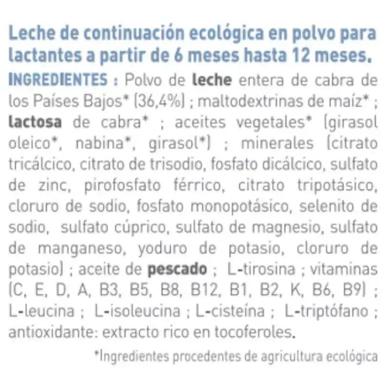 Babybio Caprea 2 Lait de chèvre 6-12 mois, paquet de 6 x 800 g