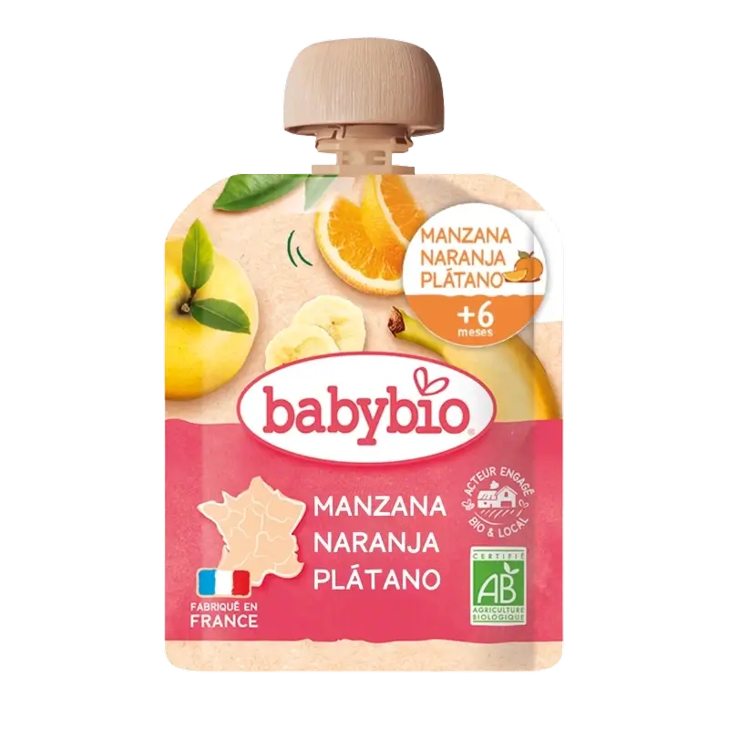 Babybio Pouche Apple Orange Banana Bio , 90 g