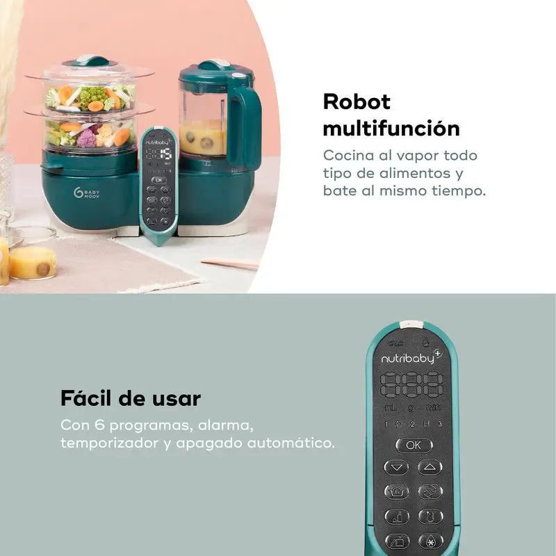 Babymoov Baby Robot Multifonction 6-en-1 Nutribaby(+) Vert Opale