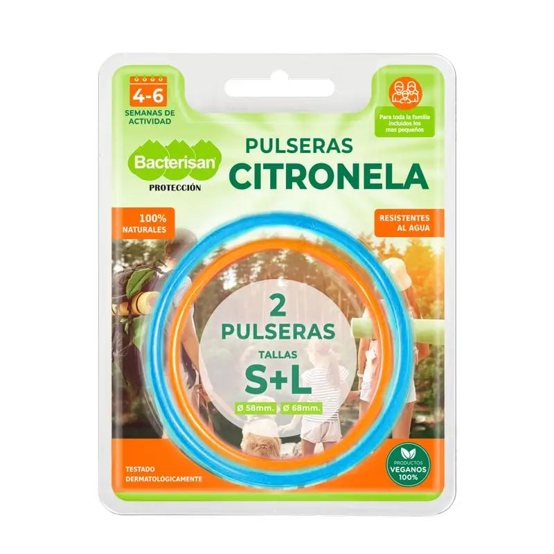 Bacterisan Citronella Repellent Wristbands Size S + L, 2 units