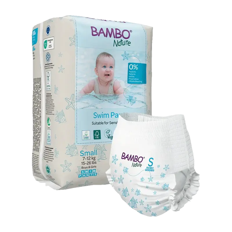 Couches à eau Bambo Nature Taille S (7-12Kg), 12 unités