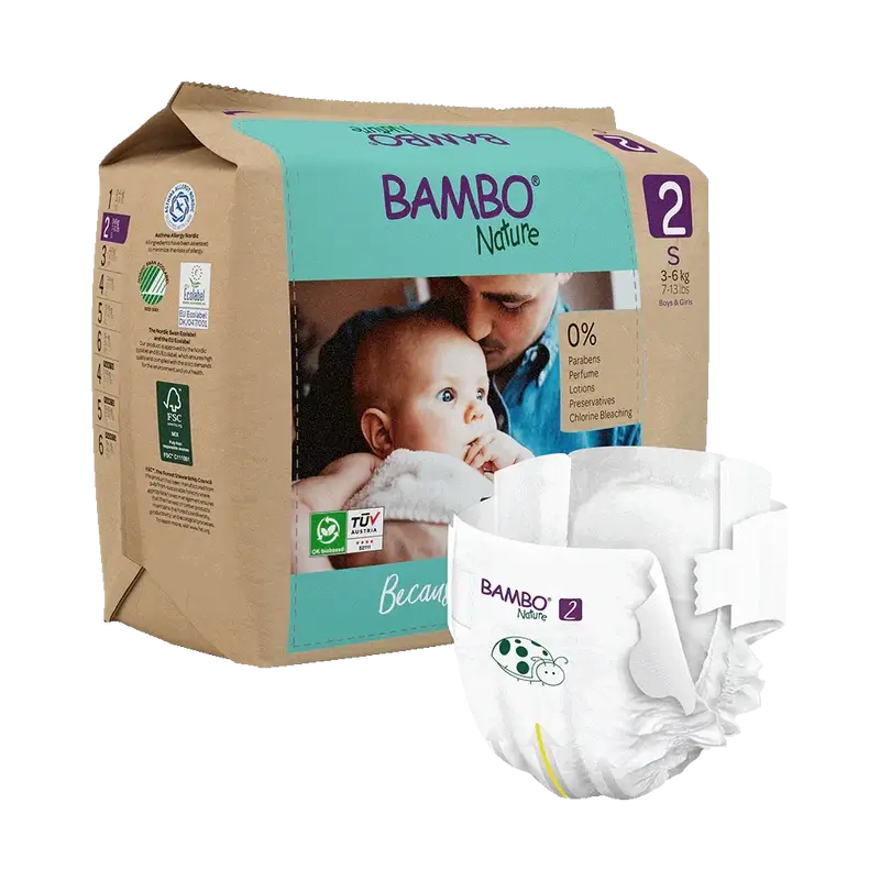 Couches Bambo Nature Taille 2 (3-6Kg), 30 pcs.
