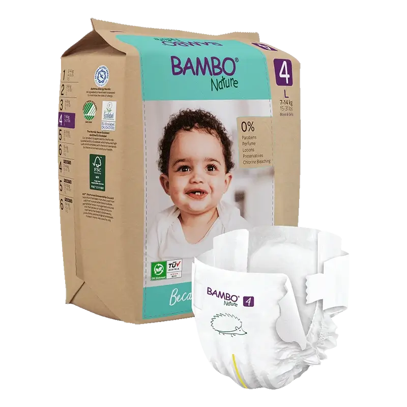 Couches Bambo Nature Taille 4 (7-14Kg), 24 pièces