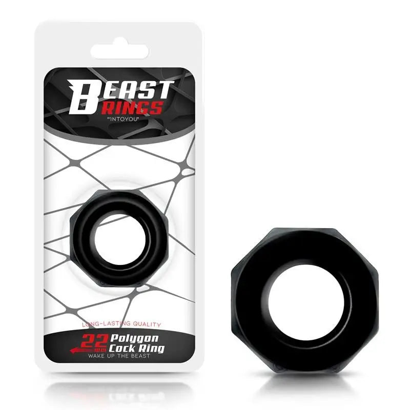 Beast Rings Anneau de pénis polygonal super flexible 2.2 Cm Noir