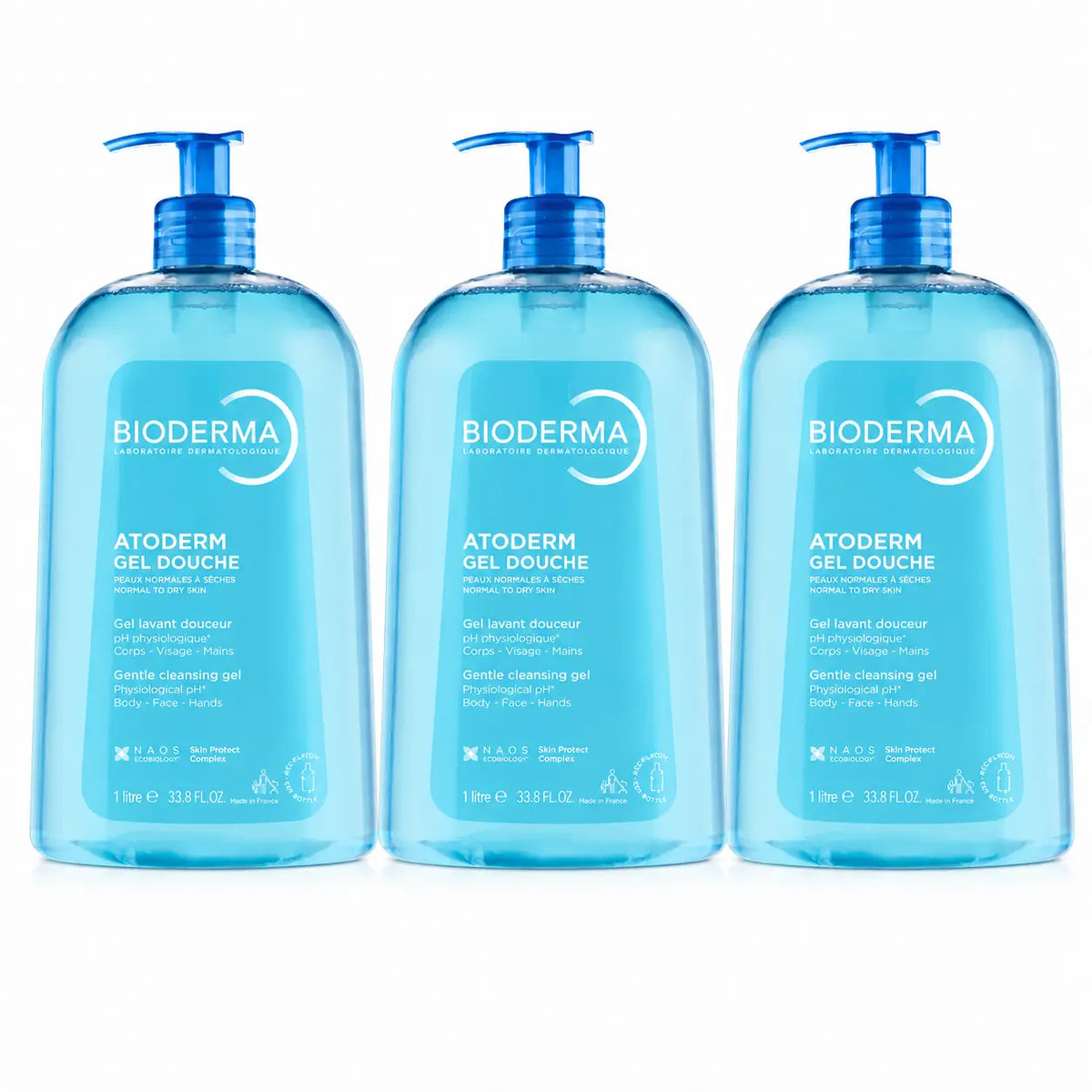 Bioderma Atoderm Gel douche 1 litre, lot de 3