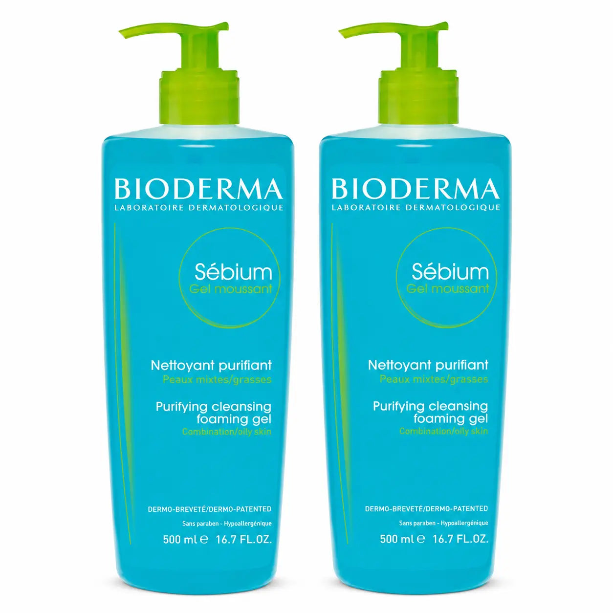 Bioderma Sebium Gel moussant purifiant 500 ml, lot de 2