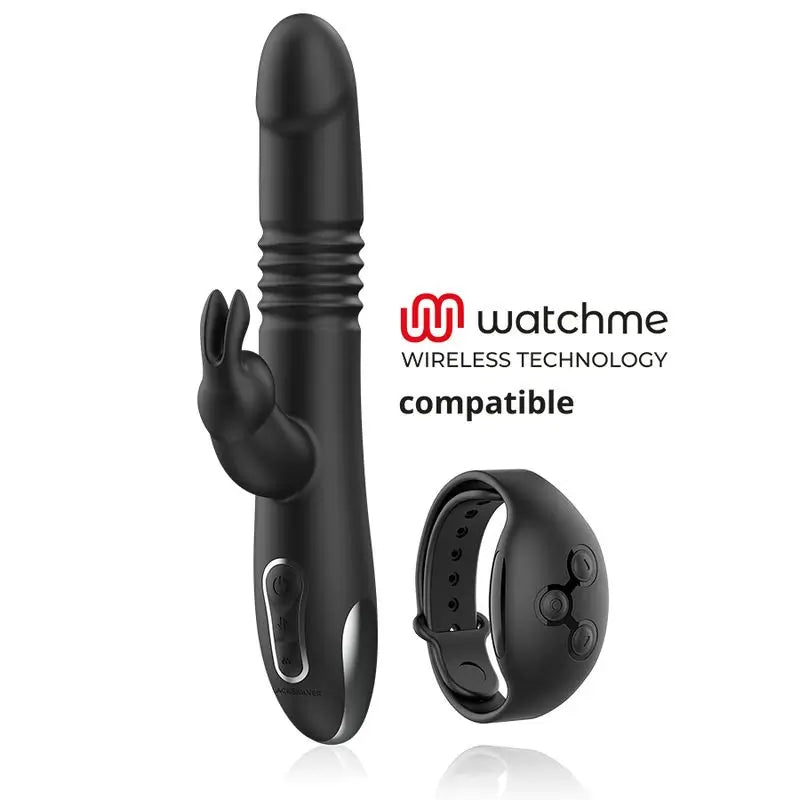Vibromasseur Kenji noir et argent compatible avec la technologie sans fil Watchme