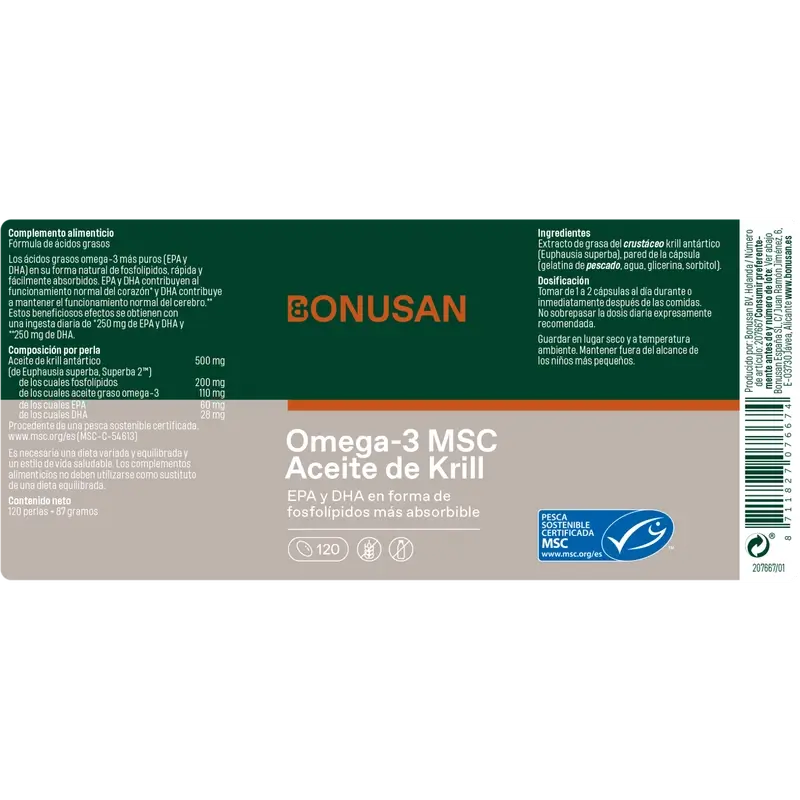 Bonusan Omega-3 Msc Huile de Krill, 120 perles