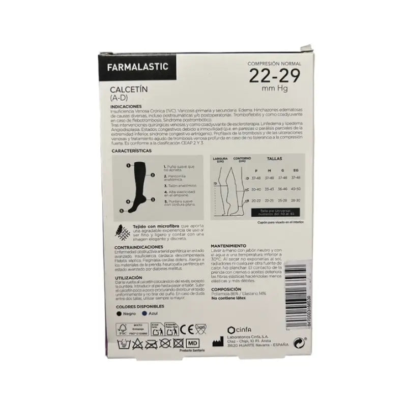 Chaussettes noires Farmalastic, grande taille