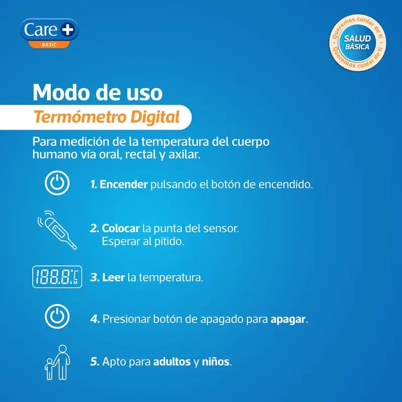 Thermomètre numérique Care+ à embout rigide