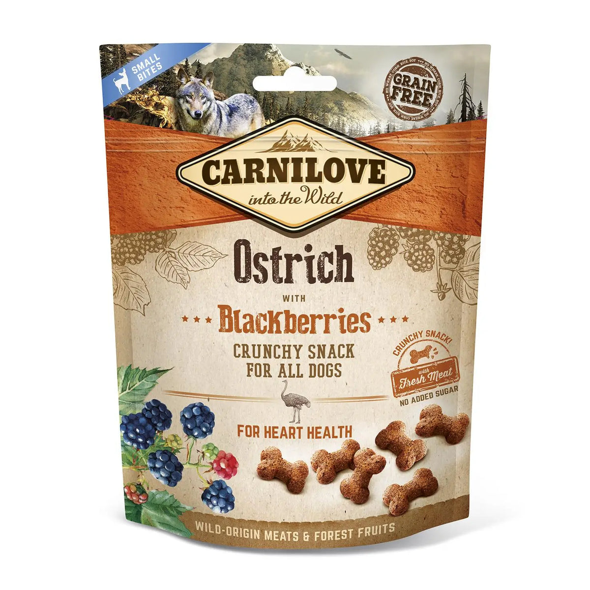 Carnilove Canine Crunchy Snack Blackberry Ostrich Snack Box 6X200Gr, snack for dogs