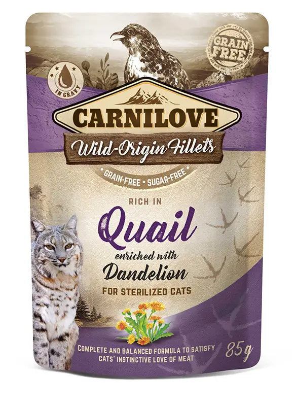Carnilove Cat Pouch Sterilised Quail 24X85Gr, wet cat food