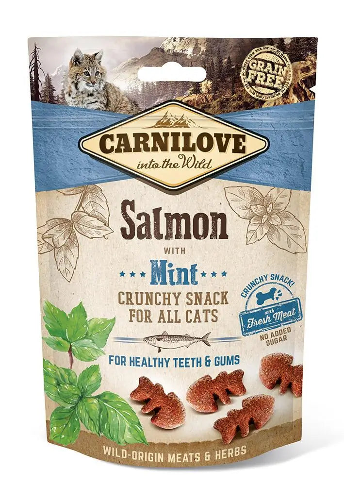 Carnilove Feline Crunchy Snack Salmon Mint Box 10X50Gr, snack for cats