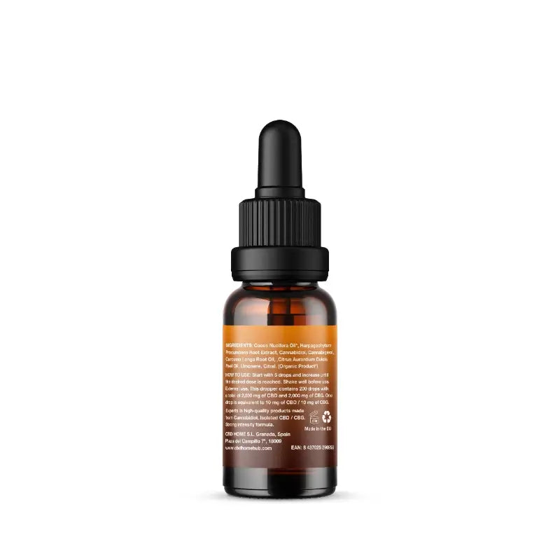 CBD HOME Huile de CBD 20 % + CBG 20 % + Harpagophytum + Curcuma, 10 ml