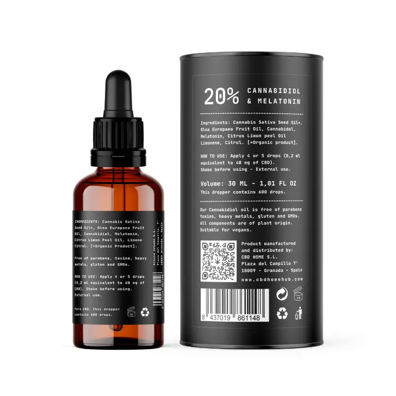 CBD Home Huile de CBD 20% avec Mélatonine, 30 ml