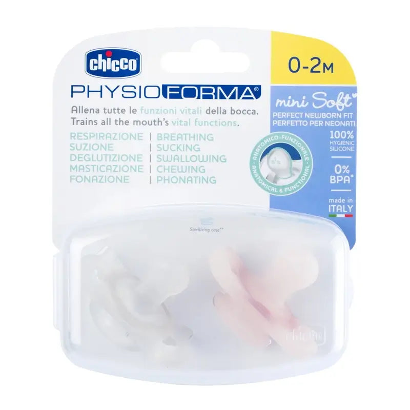 Chicco Sucette Physioforma Minisoft Rose 0-2M 2 Unités