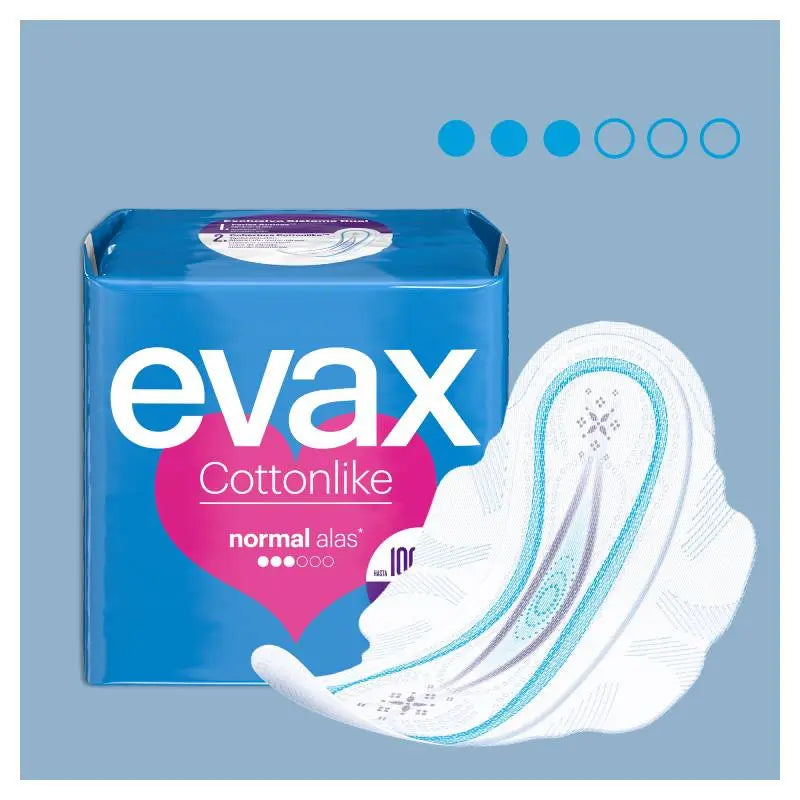 Compresses normales en coton Evax avec ailettes 16 unités