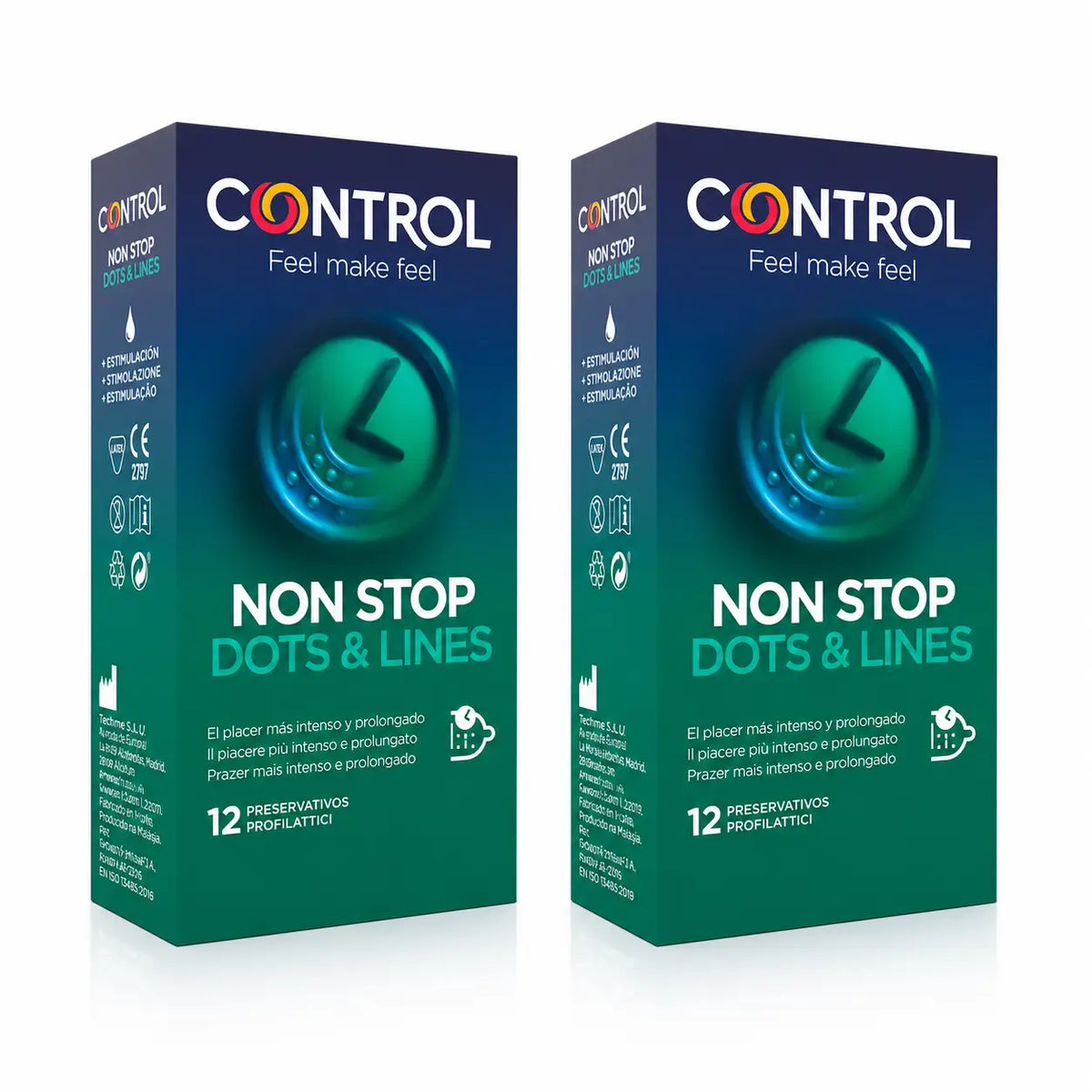 Control Non Stop Dots & Lines, 12 pièces, paquet de 2