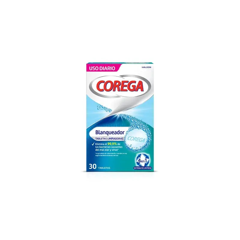 Corega Whitening Comprimés nettoyants blanchissants, 30 pièces