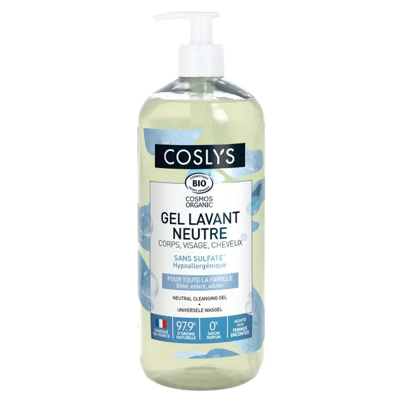 Coslys Universal Neutral Shower Gel: Fragrance Free, Face, Body & Hair, 1000 ml
