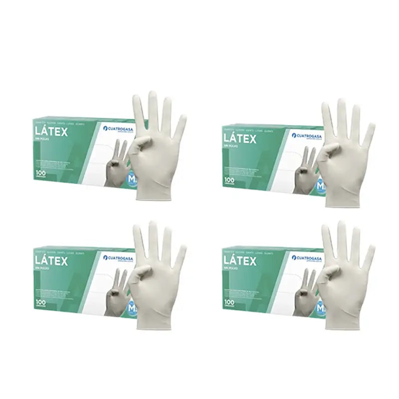 Cuatrogasa Latex Powder Free Gloves White Size M, 4X100 Units