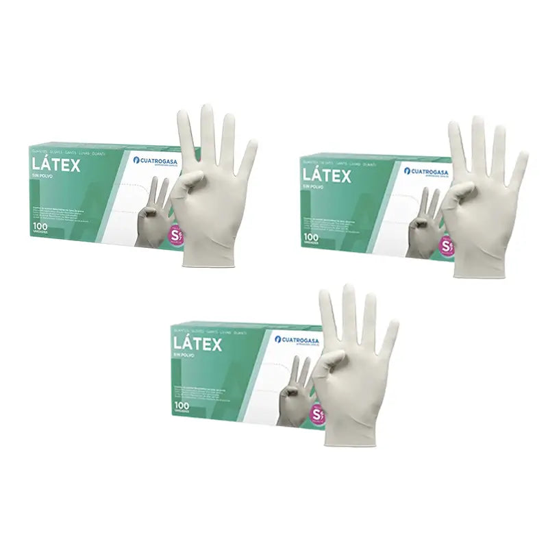 Cuatrogasa Latex Powder Free Gloves White Size S, 3X100 Units