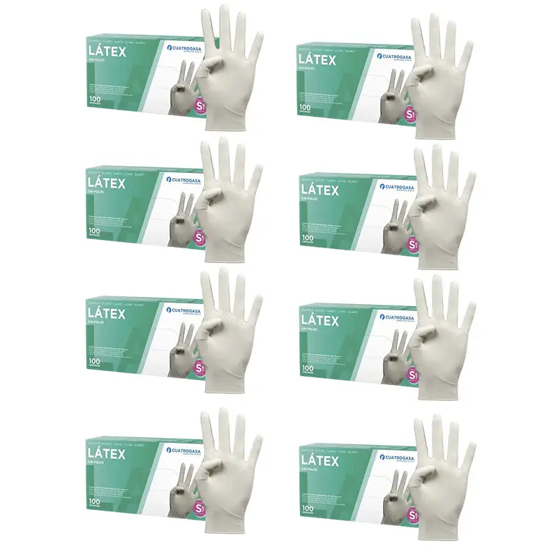 Cuatrogasa Latex Powder Free Gloves White Size S, 8X100 Units