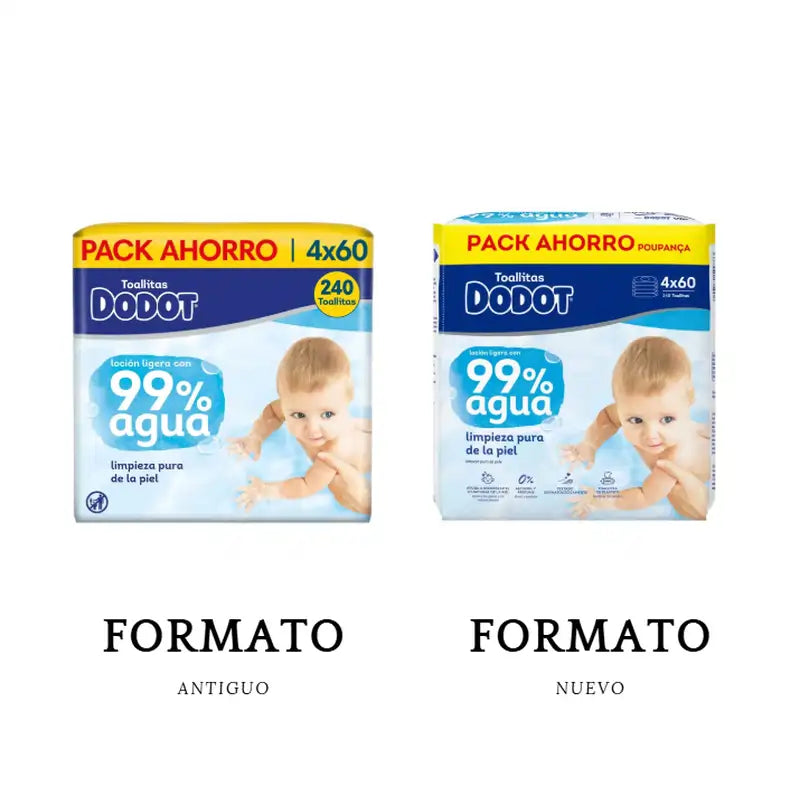 Dodot Wipes 99% Aqua, 4x60, 240 pcs.