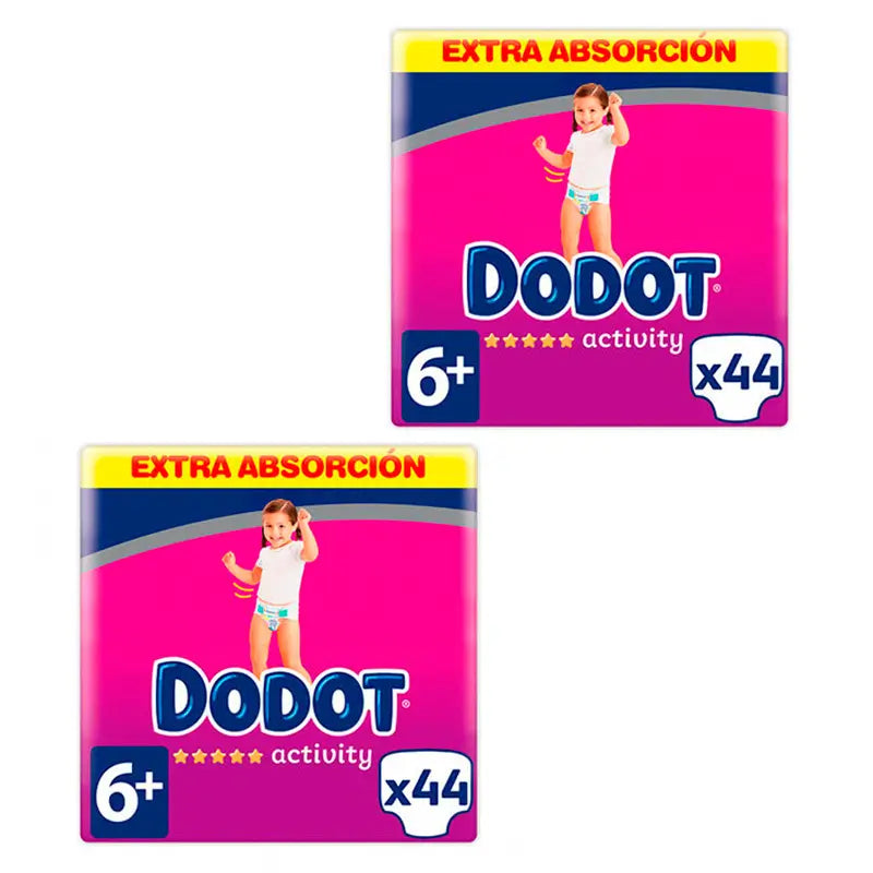 Dodot Pack 2X Activity Extra Diaper Size 6+ (+14 Kg), 44 Units