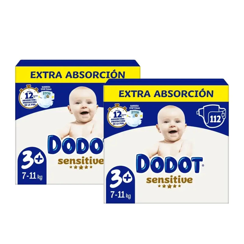 Dodot Sensitive Extra-Box, taille 3+, couches, lot de 2 x 112