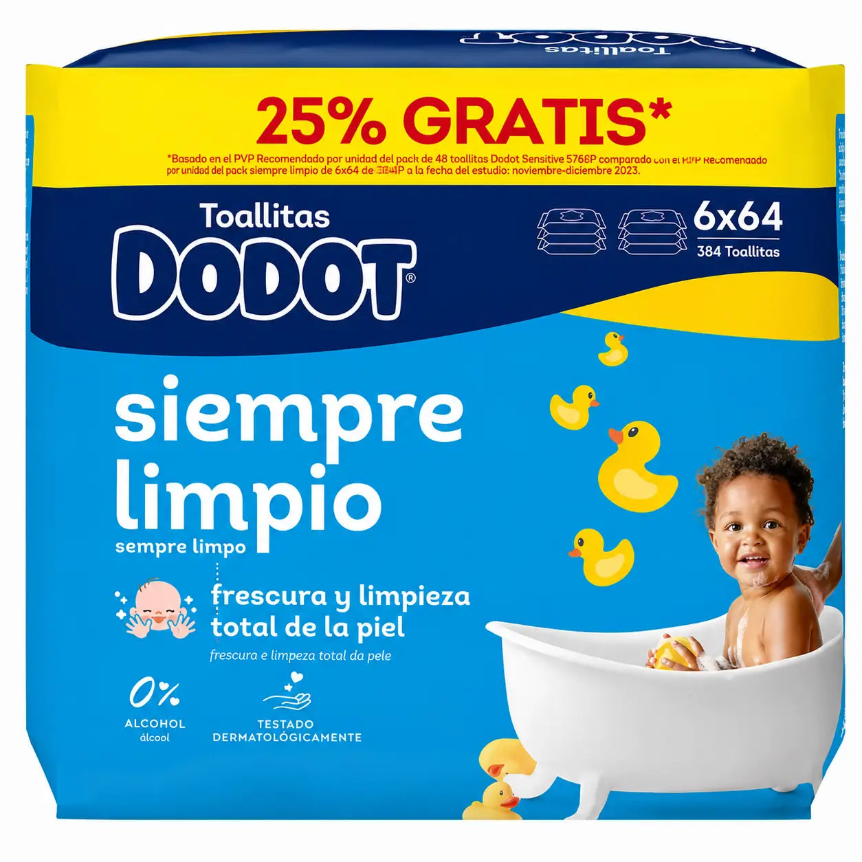 Dodot Mainline Wipes, 6x64, 384 pièces (25% GRATUIT)