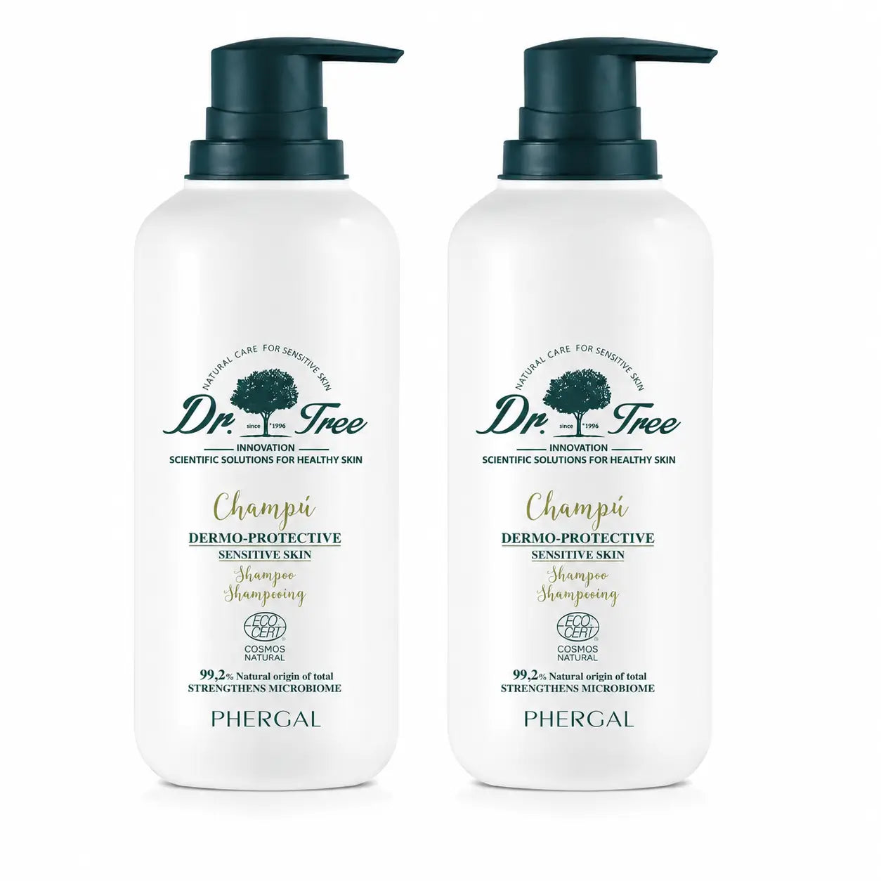 Tree Natural Shampooing dermo-protecteur pour cuir chevelu sensible 400ml, pack 2