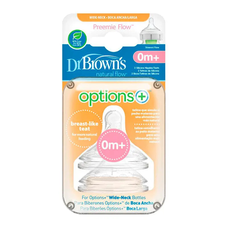 Dr.Brown's Teat Options+ Premature Wide Mouth Teat, 2 pieces