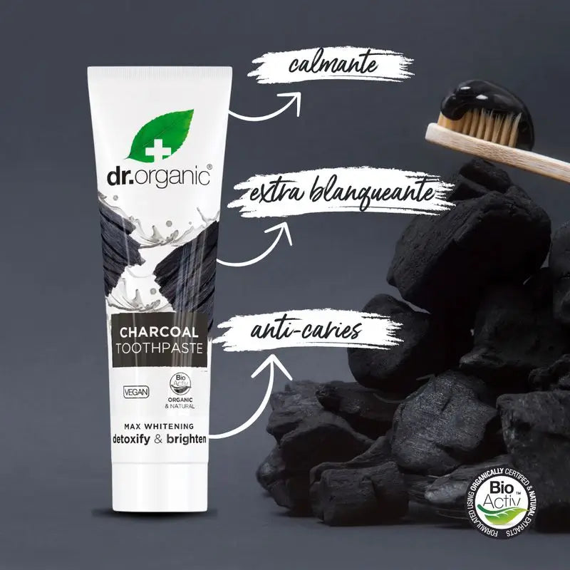 Dentifrice au charbon actif Dr. Organic Dentifrice blanchissant, 100 ml