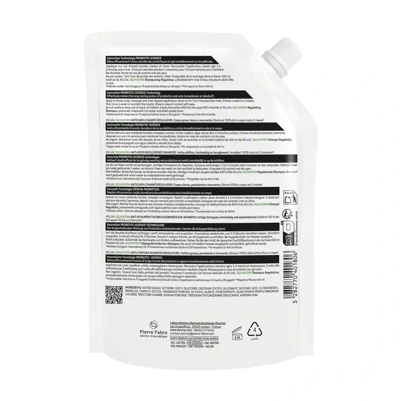 Ducray Kelual Squanorm Ch C Greasy Eco Recharge, 400 ml
