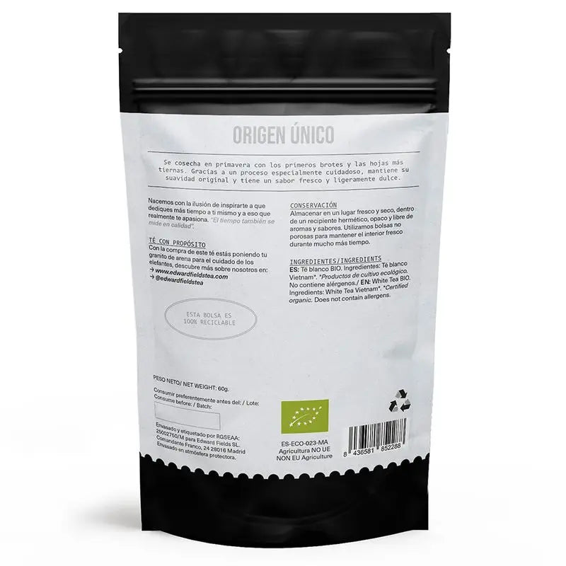 Edward Fields Tea Thé blanc biologique en vrac 30 tasses , 60 grammes