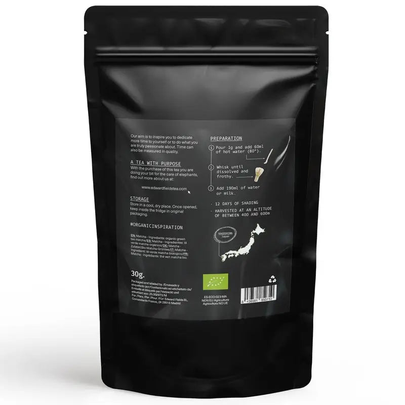 Edward Fields Tea Matcha Tea Premium Organic Japanese Ceremonial Grade 30G, 30 grammes